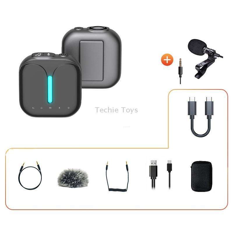 Outdoor Professional Noise-cancelling Wireless Lavalier Microphone Type-C+External Microphone