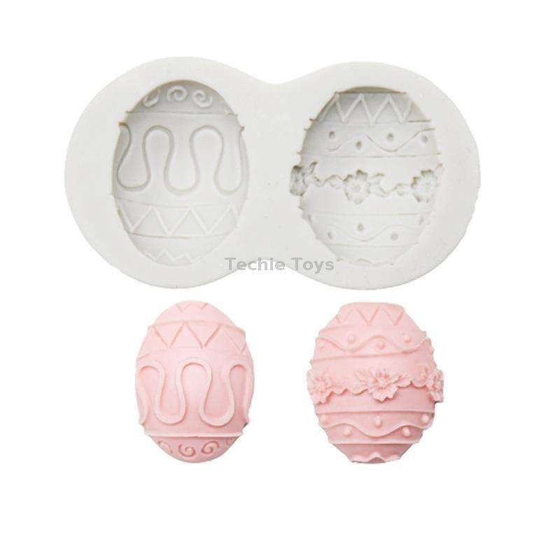 2 PCS Easter Bunny Egg Chocolate Baking Clay Silicone Mold, Specification: Double Egg