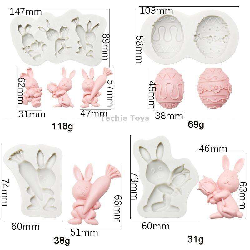 2 PCS Easter Bunny Egg Chocolate Baking Clay Silicone Mold, Specification: Double Egg