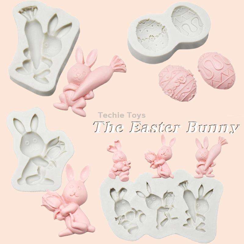 2 PCS Easter Bunny Egg Chocolate Baking Clay Silicone Mold, Specification: Double Egg