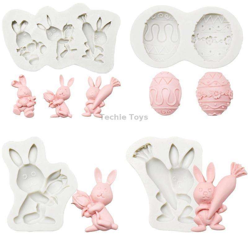 2 PCS Easter Bunny Egg Chocolate Baking Clay Silicone Mold, Specification: Carrot Rabbit