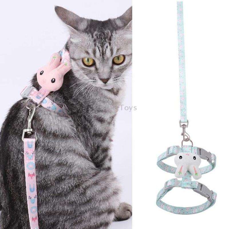 Rabbit Head Type Anti-breakaway Adjustable Cat Leash, Size: Small Suitable for Within 3kg(Green)