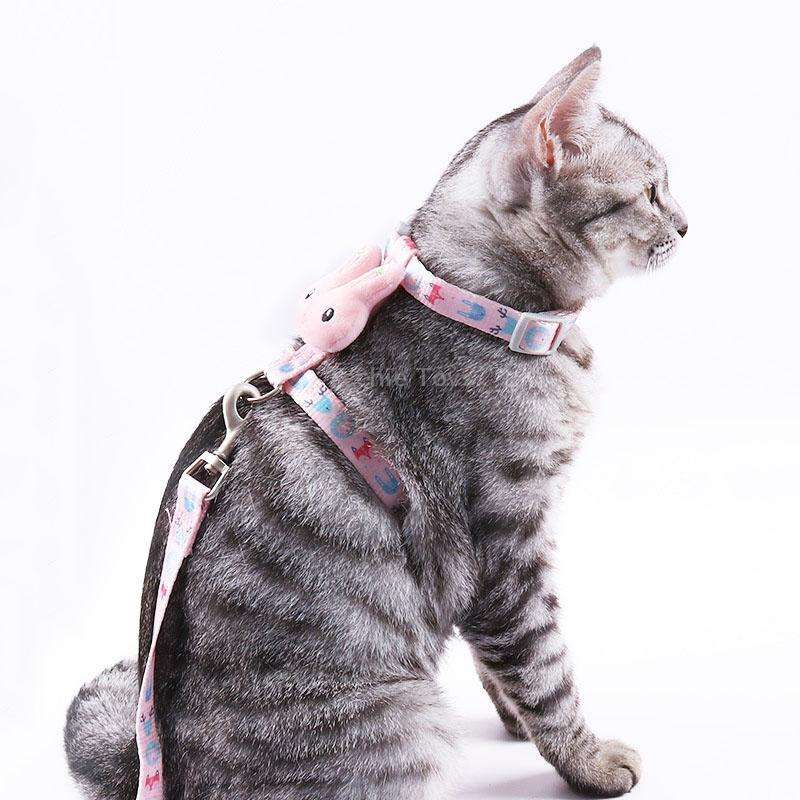 Rabbit Head Type Anti-breakaway Adjustable Cat Leash, Size: Small Suitable for Within 3kg(Green)