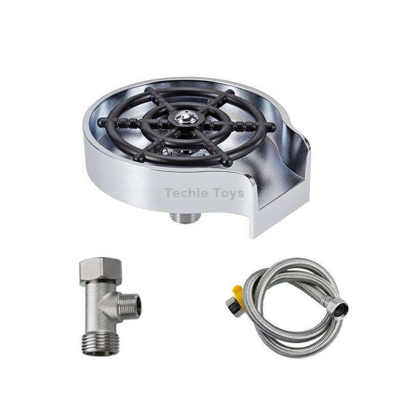 Automatic Faucet High Pressure Spray Washer, Style: Silver+Soft Hose+G1/2 Three-way