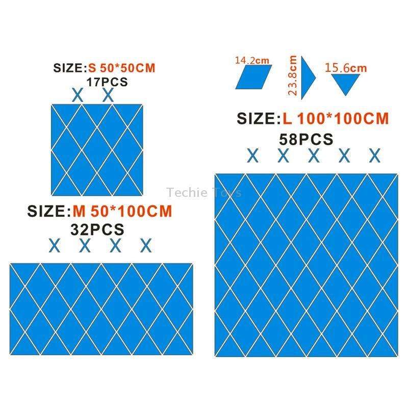 Rhombus Stitching Background Acrylic Mirror Decorative Stickers, Specification: Silver Large