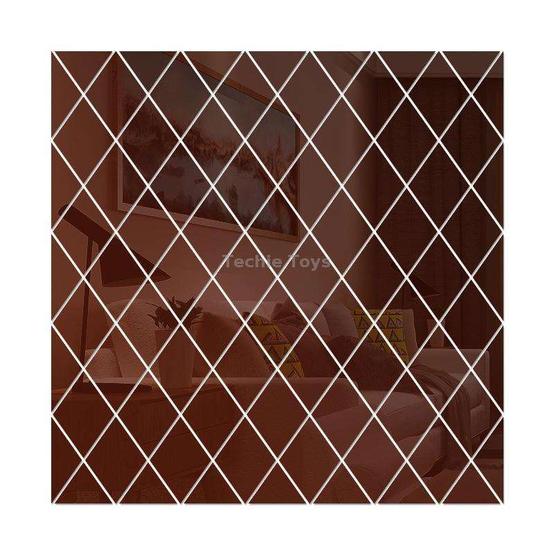 Rhombus Stitching Background Acrylic Mirror Decorative Stickers, Specification: Brown Small