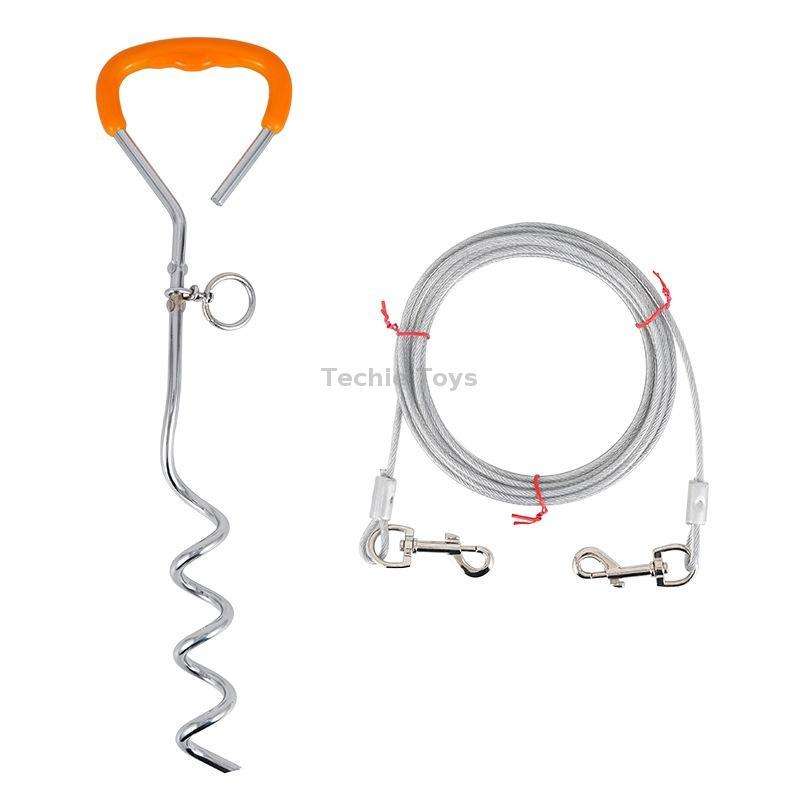 Outdoor Pet Leash Stainless Steel Ground Nail Fixing Bolt, Specification Upgrade + Wire Rope