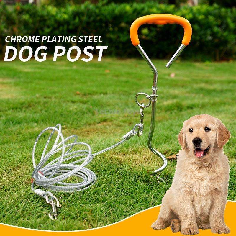 Outdoor Pet Leash Stainless Steel Ground Nail Fixing Bolt, Specification Upgrade + Wire Rope