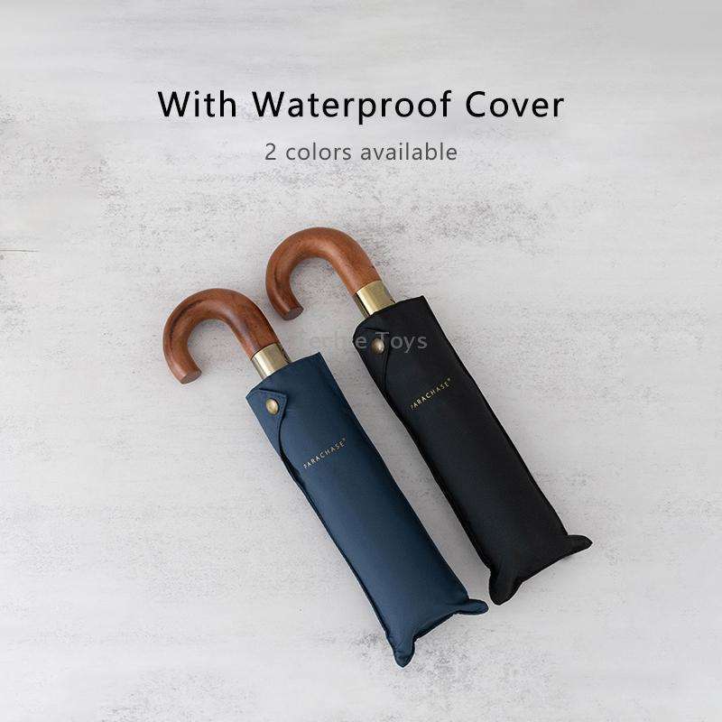 PARACHASE Large Ruggedized Shrink Retro Wind-Resistant Folding Umbrella(Blue)