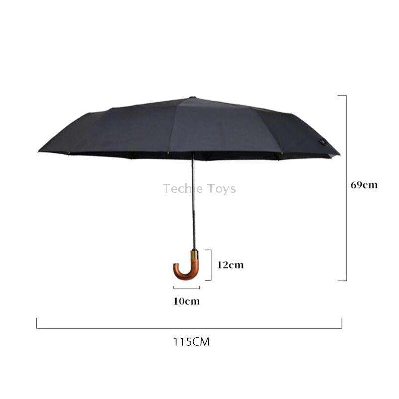 PARACHASE Large Ruggedized Shrink Retro Wind-Resistant Folding Umbrella(Blue)