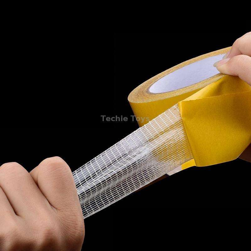 20mmx50 m Double-sided Fiberglass Grid Sticky Adhesive Fiber Transparent Mesh Tape