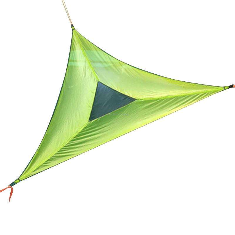 Aerial Multiplayer Triangle Hammock Folding Mesh Hammock Tree Tent,Size: 400x400x400cm Green