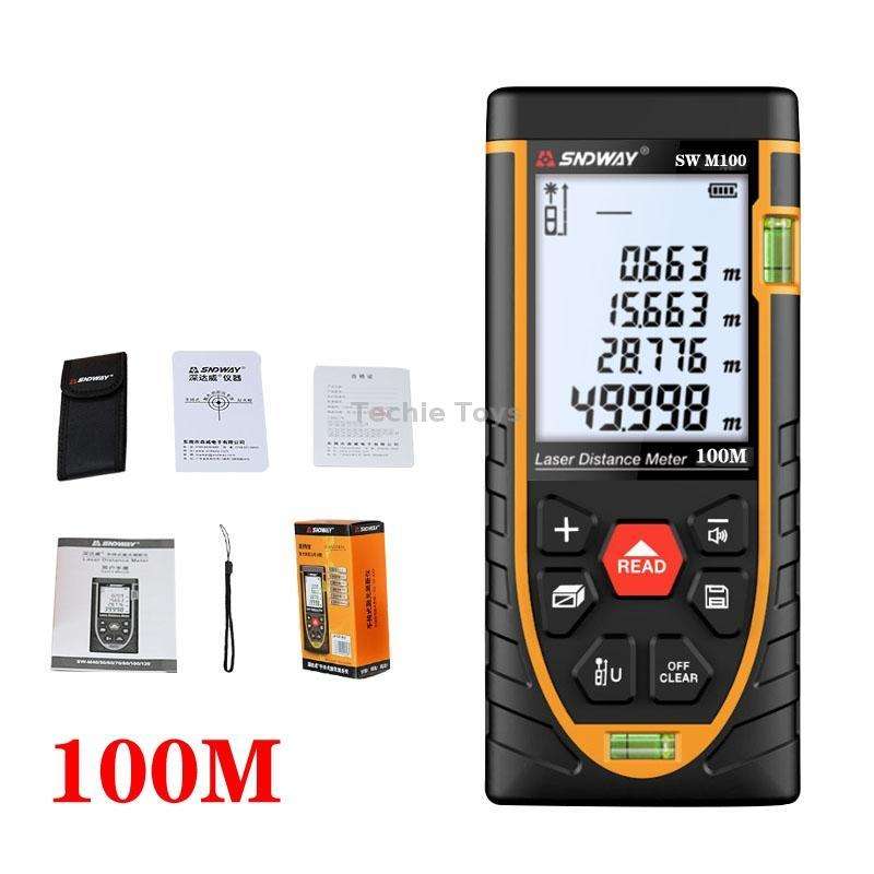 SNDWAY SW-M100 Laser Distance Meter Infrared Measuring Instrument, Distance: 100m