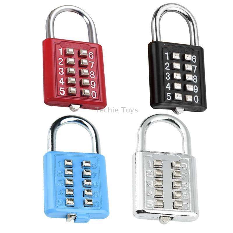 2 PCS 10-Bit Button Password Lock Cabinet Door Tool Box Button Padlock(Black)