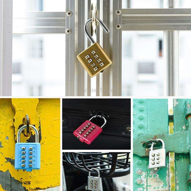 2 PCS 10-Bit Button Password Lock Cabinet Door Tool Box Button Padlock(Black)
