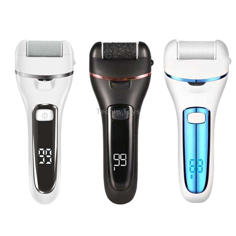 Electric Foot Grinder Digital Display Rechargeable Pedicure Peeling, Color: White