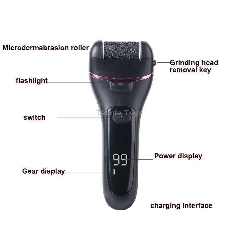 Electric Foot Grinder Digital Display Rechargeable Pedicure Peeling, Color: Black