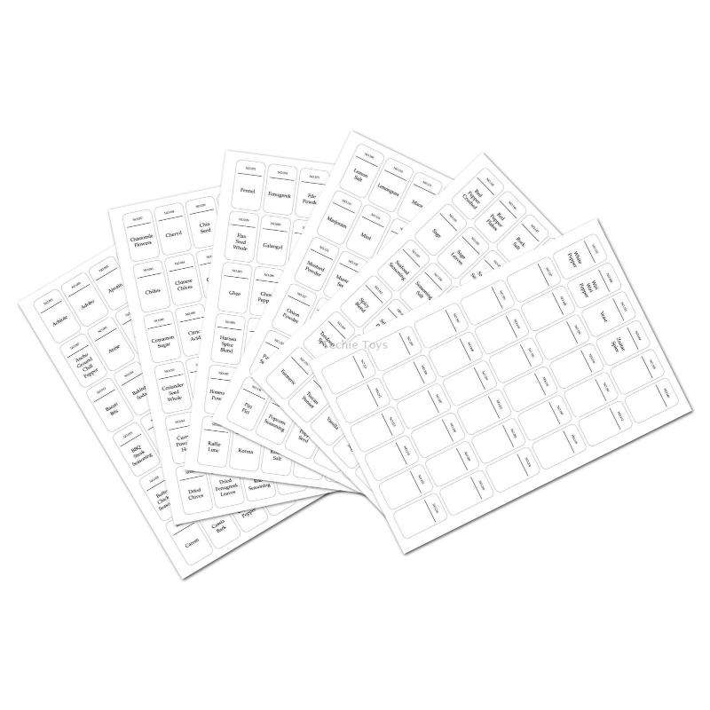 216 PCS Spice Jar Label Stickers Waterproof Oil Proof Kitchen Spice Jar Label(6 Sheets / set)
