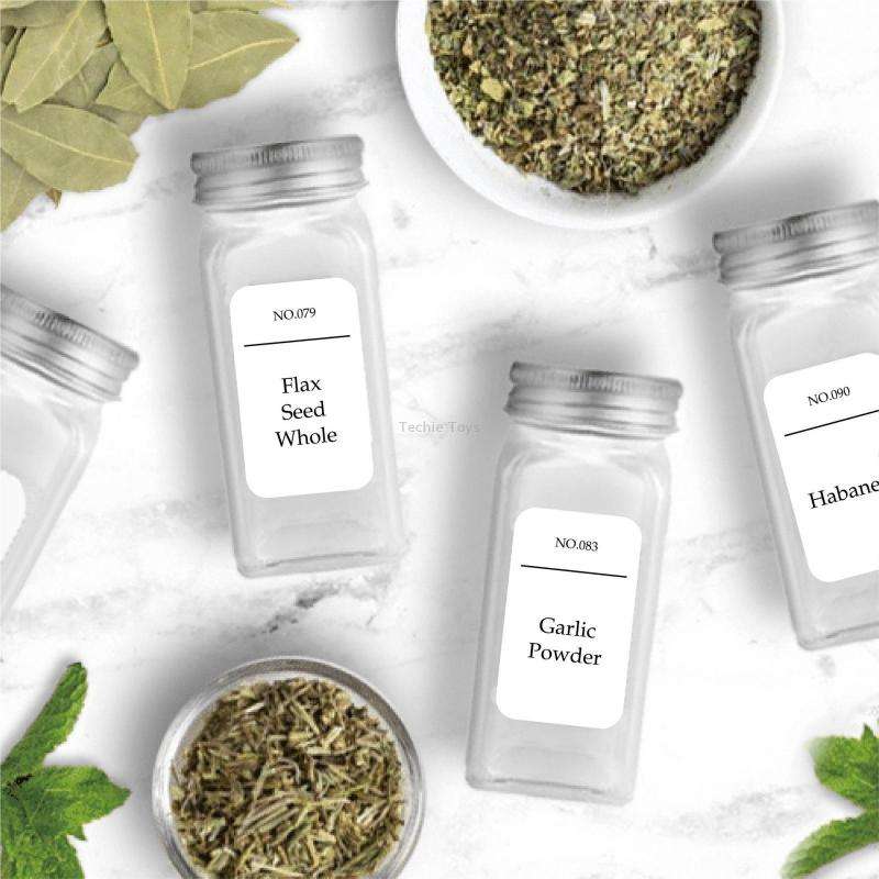 216 PCS Spice Jar Label Stickers Waterproof Oil Proof Kitchen Spice Jar Label(6 Sheets / set)