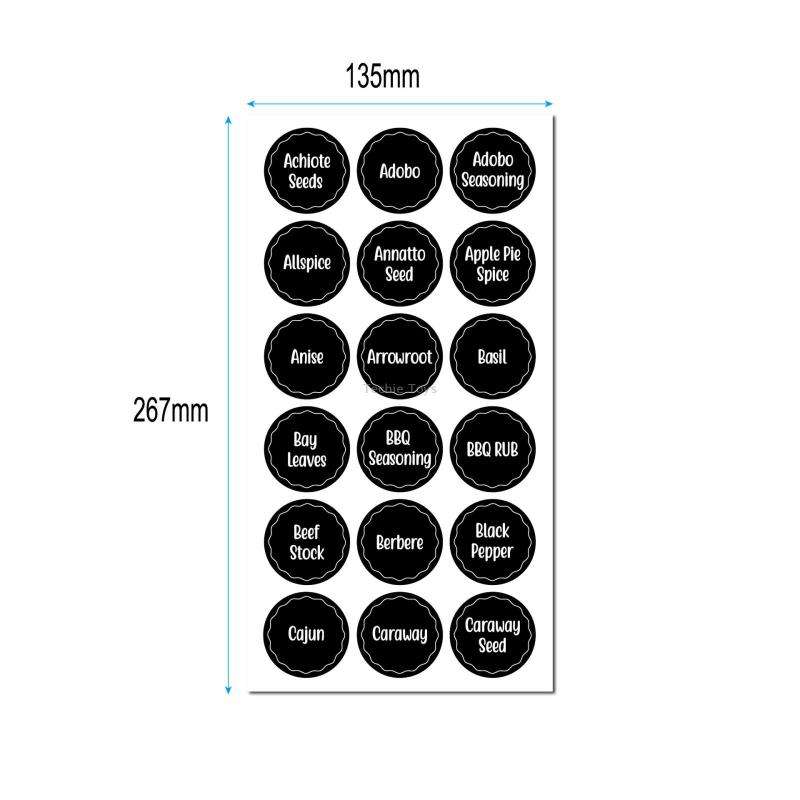 144 PCS Printed Spice Jar Labels Pantry Stickers Blackboard Stickers(Diameter 3.8cm)
