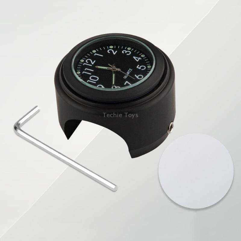 Aluminum Alloy Plating Motorcycle Handlebar Clock(Black Shell Black Background)
