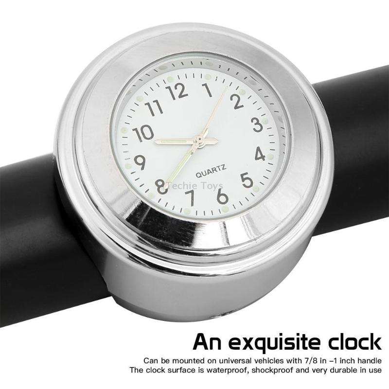 Aluminum Alloy Plating Motorcycle Handlebar Clock(Black Shell Black Background)