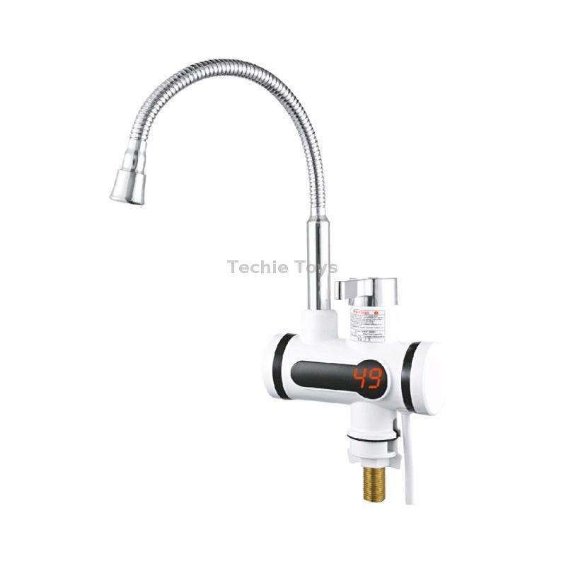 Kitchen Hot and Cold Dual-use Instant Faucets EU Plug, Style: Round Screen Type