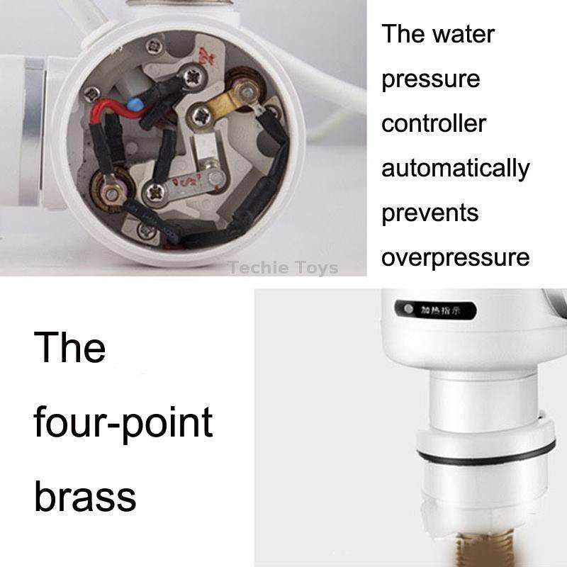 Kitchen Hot and Cold Dual-use Instant Faucets EU Plug, Style: Round Screen Type