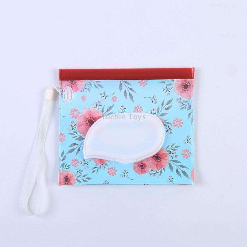 3 PCS Baby EVA Wet Wipes Bag Flip Removable Paper Towel Cosmetic Cotton Bag(Flowers)