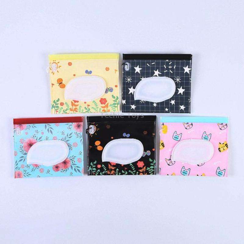 3 PCS Baby EVA Wet Wipes Bag Flip Removable Paper Towel Cosmetic Cotton Bag(Flowers)