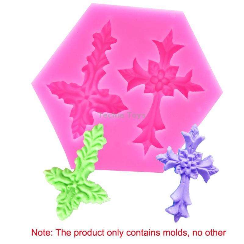4 PCS Cross Shape Silicone Fondant Cake Mold Baking Tool(Pink)