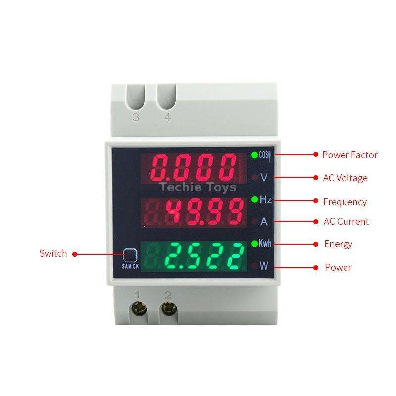 D52-2058 Wattmeter Din rail Volt Current Meter, Specification: AC80-300V Built-in CT
