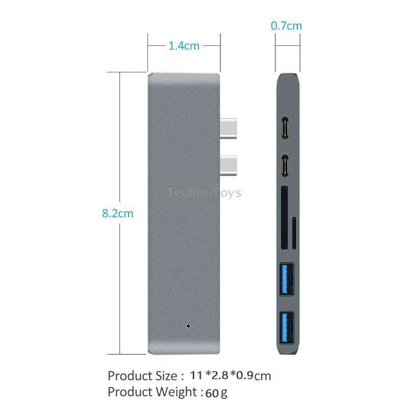 7 In 1 100W USB 3.1 To 20VPD+Card Reader Data+HUB+HDMI 4K Converter(Silver)