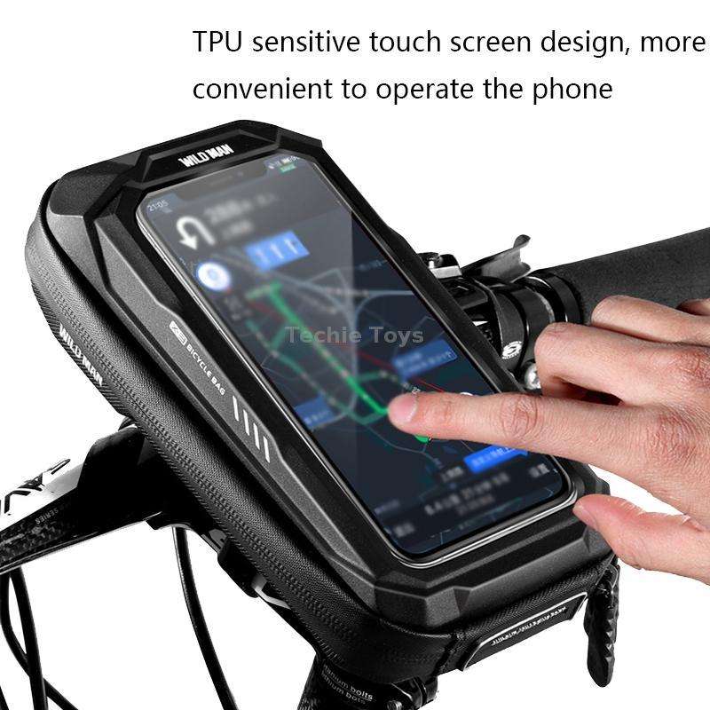 WILD MAN X3 0.5L EVA Hard Shell Bicycle Touch Screen Phone Bag(Black)