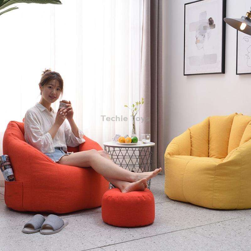 Cotton Lazy Sofa Removable And Washable Cloth Cover(Lemon Yellow)