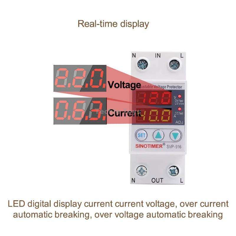 SINOTIMER SVP-916 Adjustable Self-resetting Over-voltage Under-voltage Protector, Current: 80A