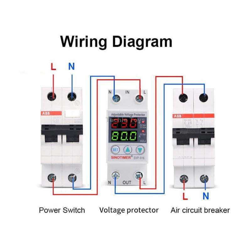 SINOTIMER SVP-916 Adjustable Self-resetting Over-voltage Under-voltage Protector, Current: 80A