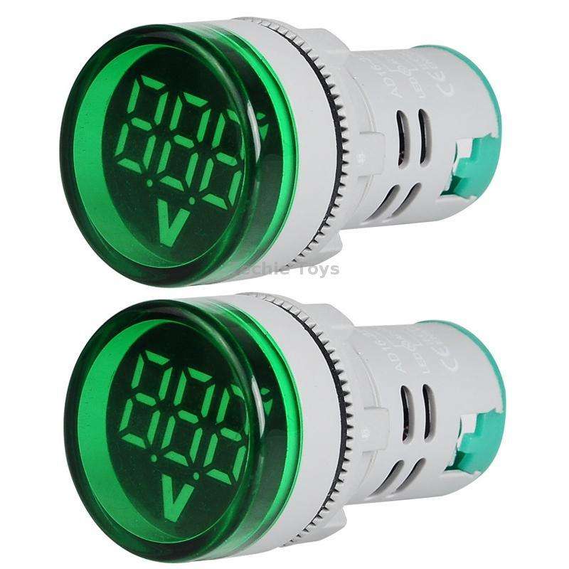 2 PCS DC Voltage Signal Indicator 22mm Round 6-100V Universal Voltmeter(ST16VD-04 Green)