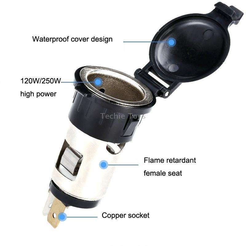 Car Modified Cigarette Lighter Car Charging Power Socket No Cigarette Type (with 15cm Line)