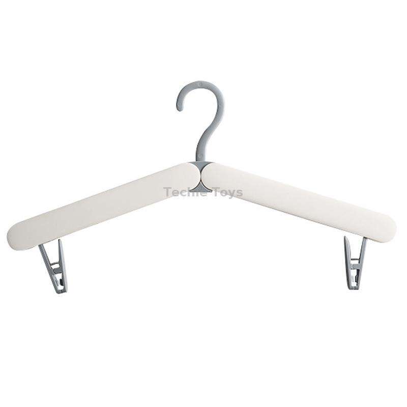 Travel Folding Hanger Portable Drying Rack With Small Clamps(Gray)