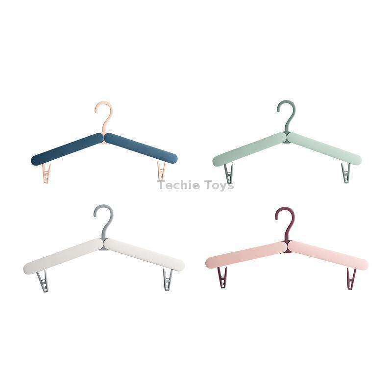 Travel Folding Hanger Portable Drying Rack With Small Clamps(Gray)