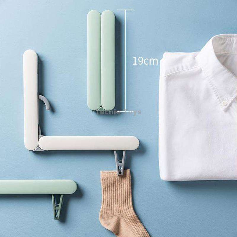 Travel Folding Hanger Portable Drying Rack With Small Clamps(Gray)