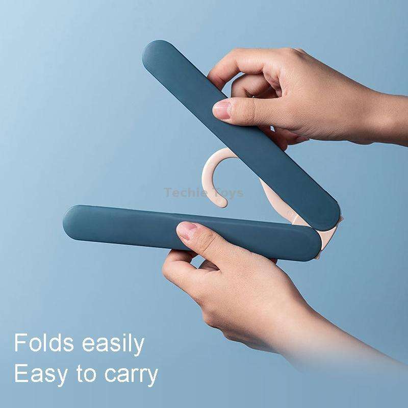 Travel Folding Hanger Portable Drying Rack With Small Clamps(Gray)