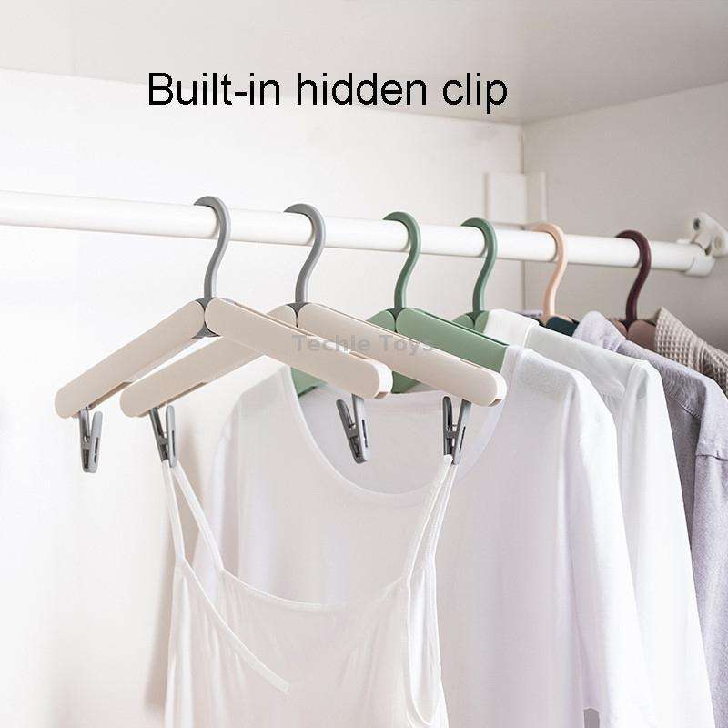 Travel Folding Hanger Portable Drying Rack With Small Clamps(Gray)