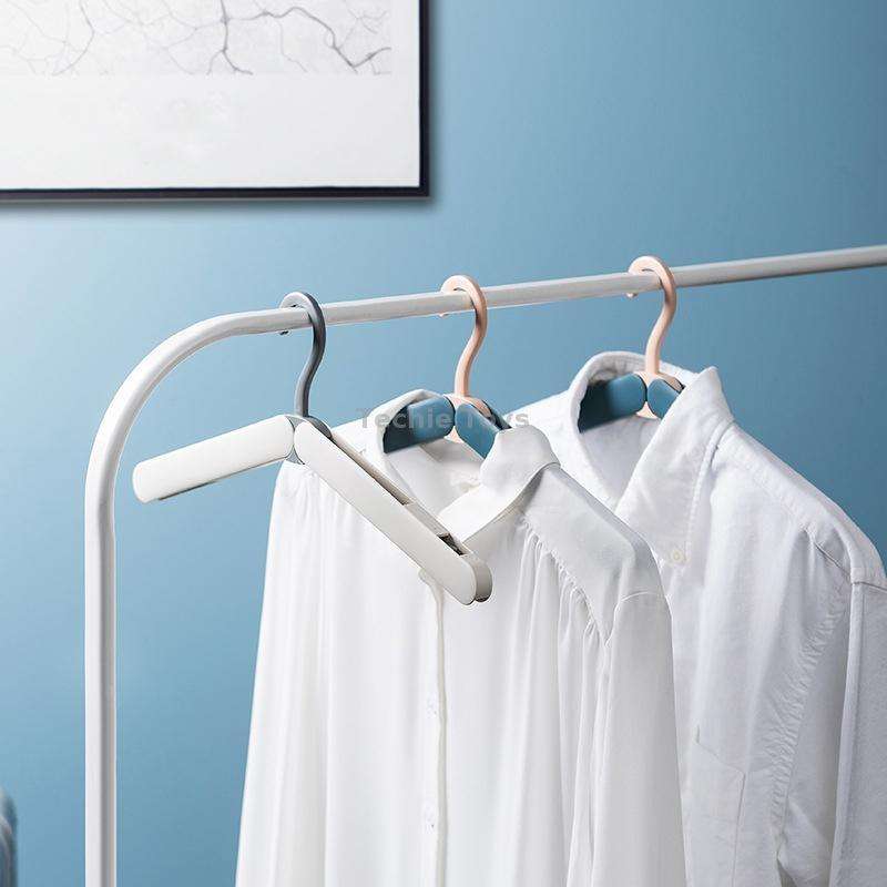 Travel Folding Hanger Portable Drying Rack With Small Clamps(Gray)