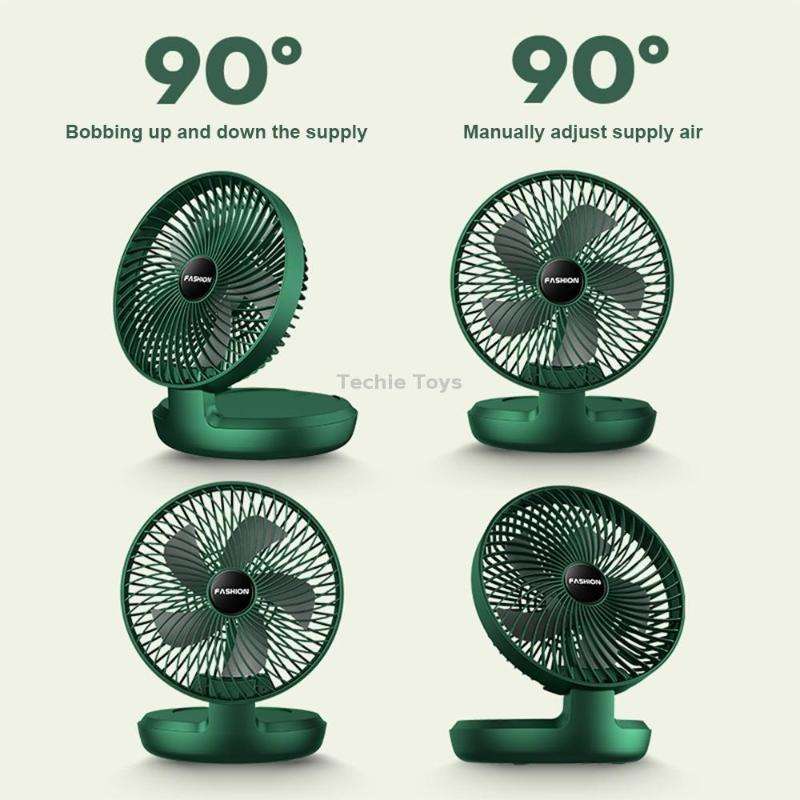 Folding Office Desktop Household Portable Small Fan, Size: 8 inch(Green USB Direct Plug)