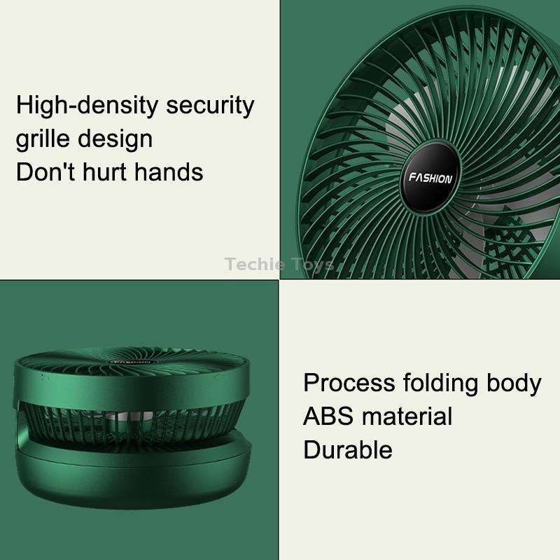 Folding Office Desktop Household Portable Small Fan, Size: 8 inch(Green USB Direct Plug)