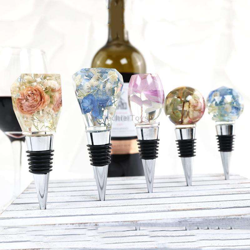 DIY Crystal Epoxy Resin Red Wine Stopper Silicone Mold,Style: 5 Molds+5 Red Wine Plug