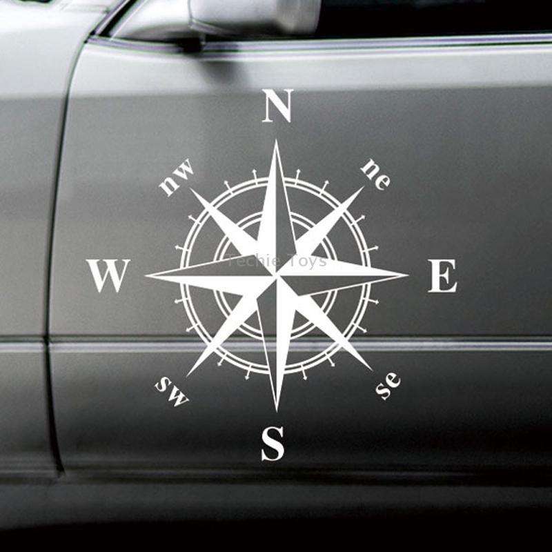 D-336 Car Compass Graphic Sticker Hood Car Body Universal Sticker(White)