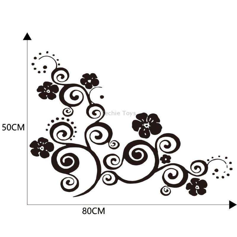 D-908 Summer Flower Totem PVC Car Hood Sticker(Black)